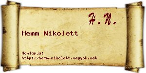 Hemm Nikolett névjegykártya